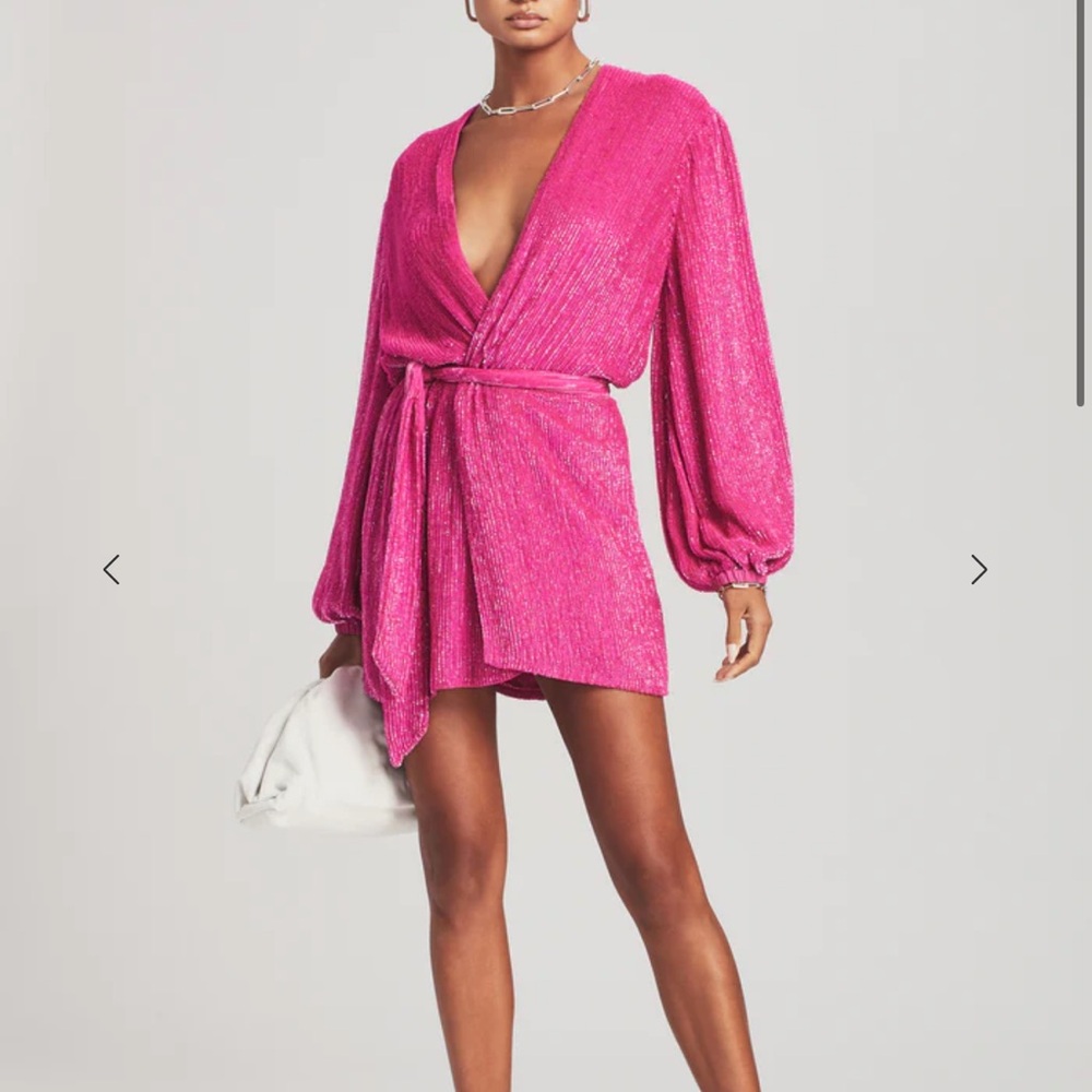 Retrofête Gabrielle Sequin Robe Dress Hot Pink Size S